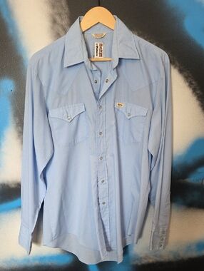 Men's Light Blue Western Snap-Front Dress Shirt - Brand